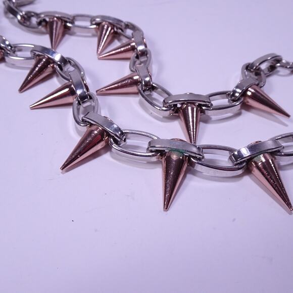 Joomi Lim Women's Silver Rose Gold Single Row Spike Bracelet Silver NWOT 159 - Picture 10 of 13